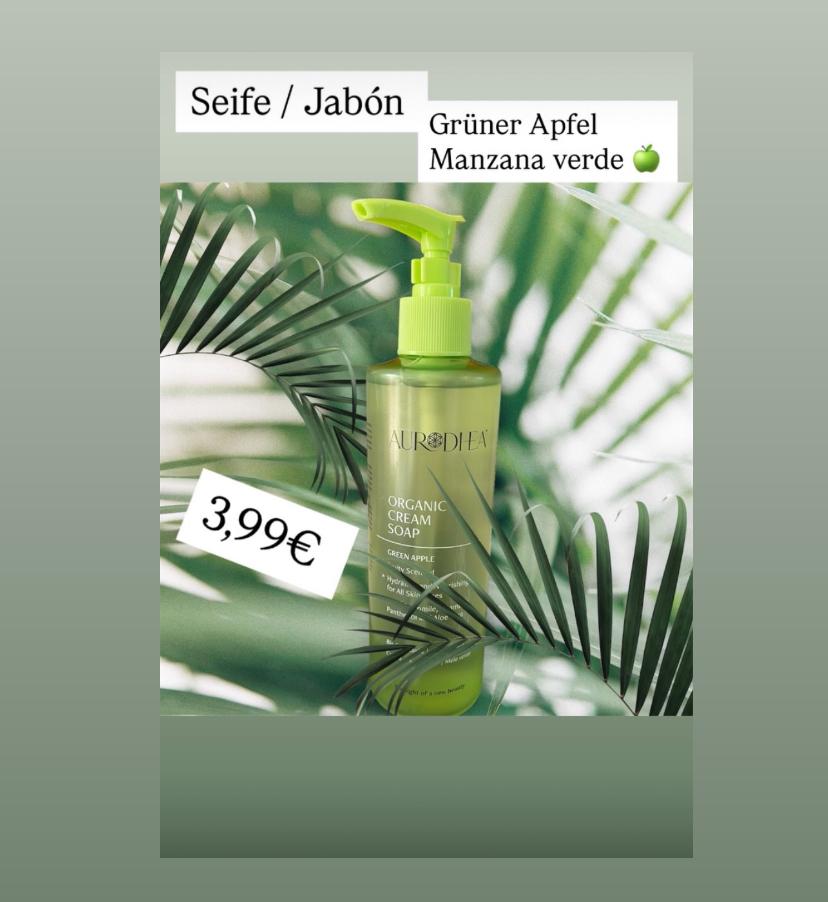 jabón en crema Aurodhea formulado con aloe vera, glicerina, pantenol, manzanilla y vitamina E